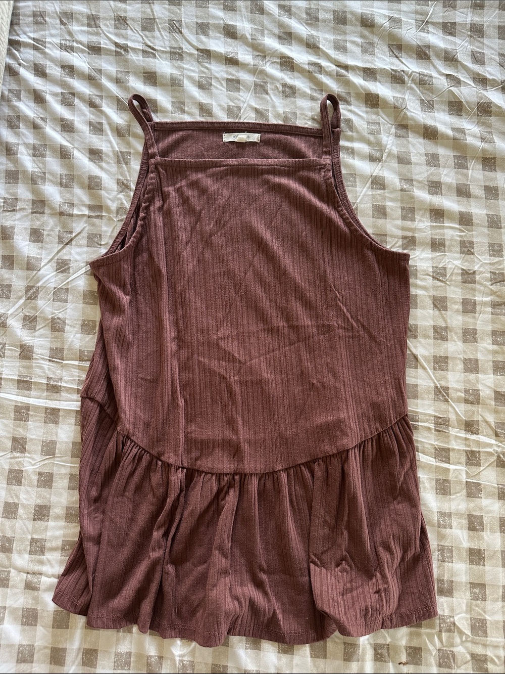 Maurices Ribbed Spaghetti Strap Peplum Tank - Maroon